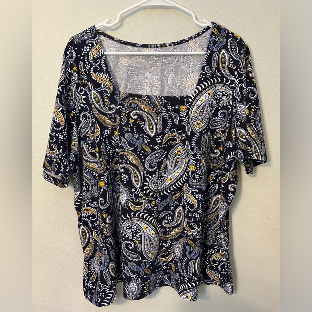 Jessica London Plus Size Stretch Square Neck Short Sleeve Tee! Size 22/24. - Picture 2 of 13